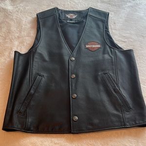 Harley Davidson Leather Vest Mens Large